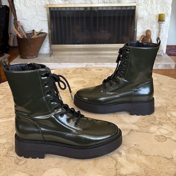 London Rag Molsh Faux Leather Ankle  Chunky Biker Boots - Picture 5 of 14